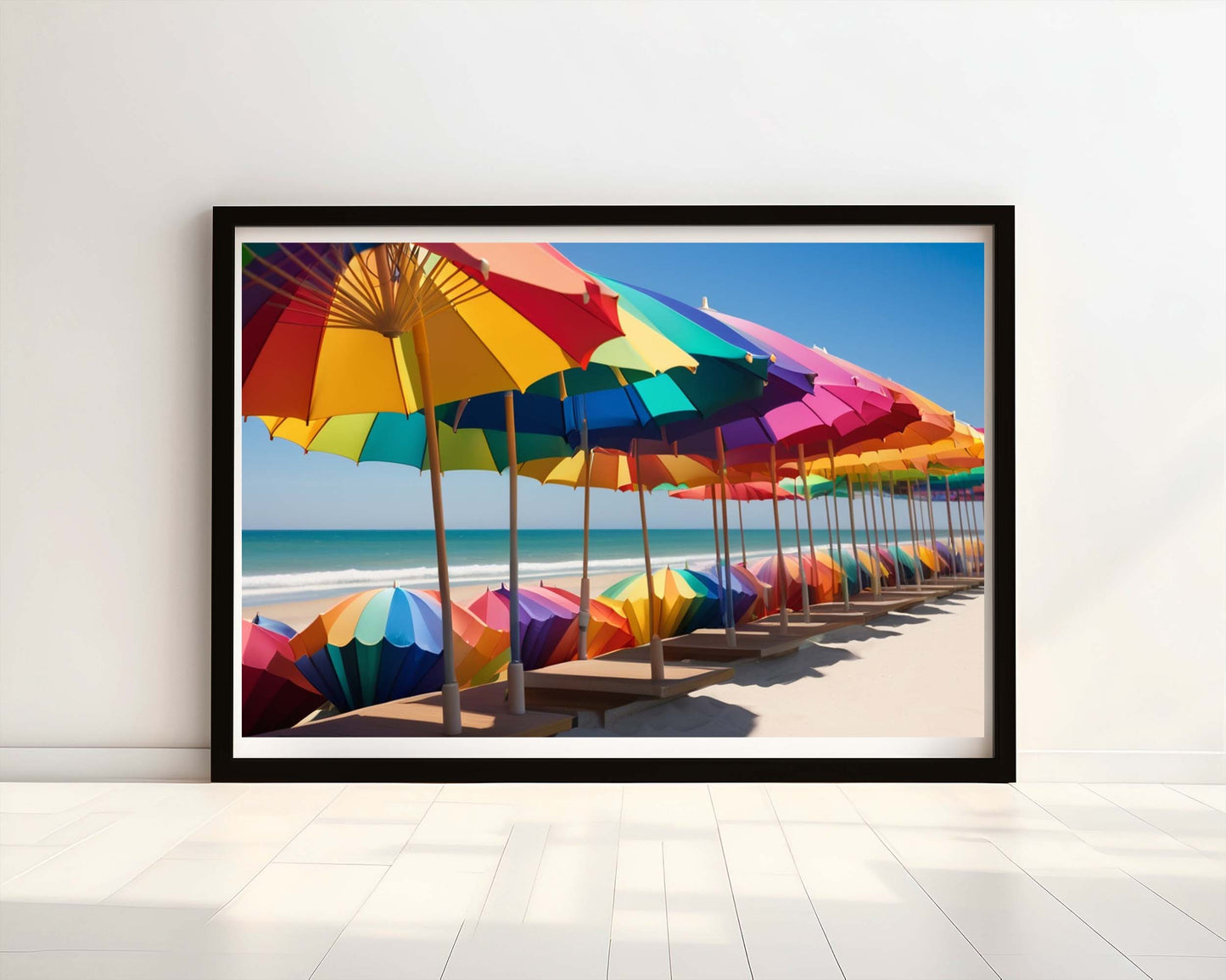 "Spectrum of Shade" Rainbow-Coloured Parasols Watercolour Print.