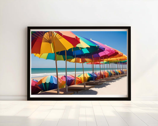 "Spectrum of Shade" Rainbow-Coloured Parasols Watercolour Print.